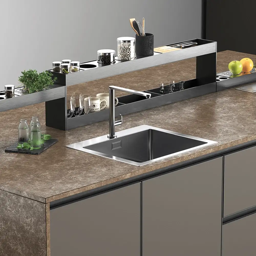 Modus d’appoggio : canal équipé en aluminium pour systèmes muraux d'Ossicolor