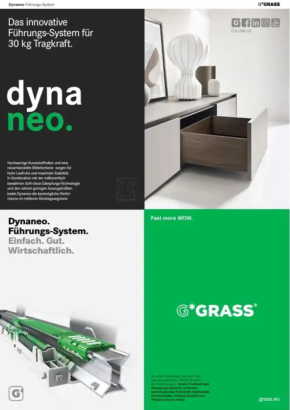 Dynaneo Grass: Schubkastenführungssystem mit Soft-Close-Technologie