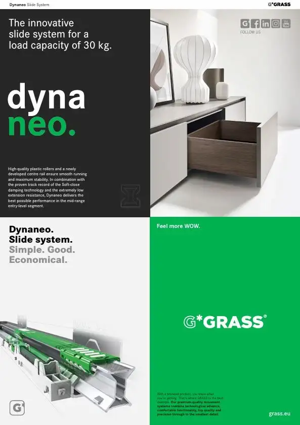 Dynaneo Grass: drawer runner system with Soft-close technology