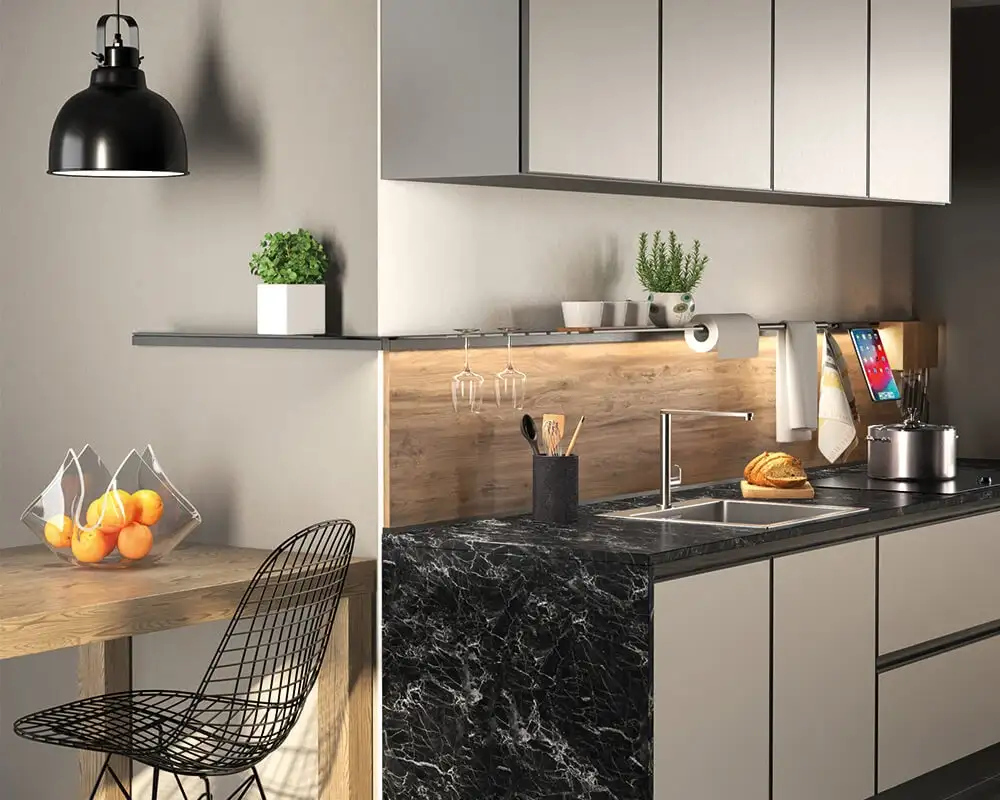 Freedom 03 barra accessoriabile sospesa con LED integrato Ossicolor.webp