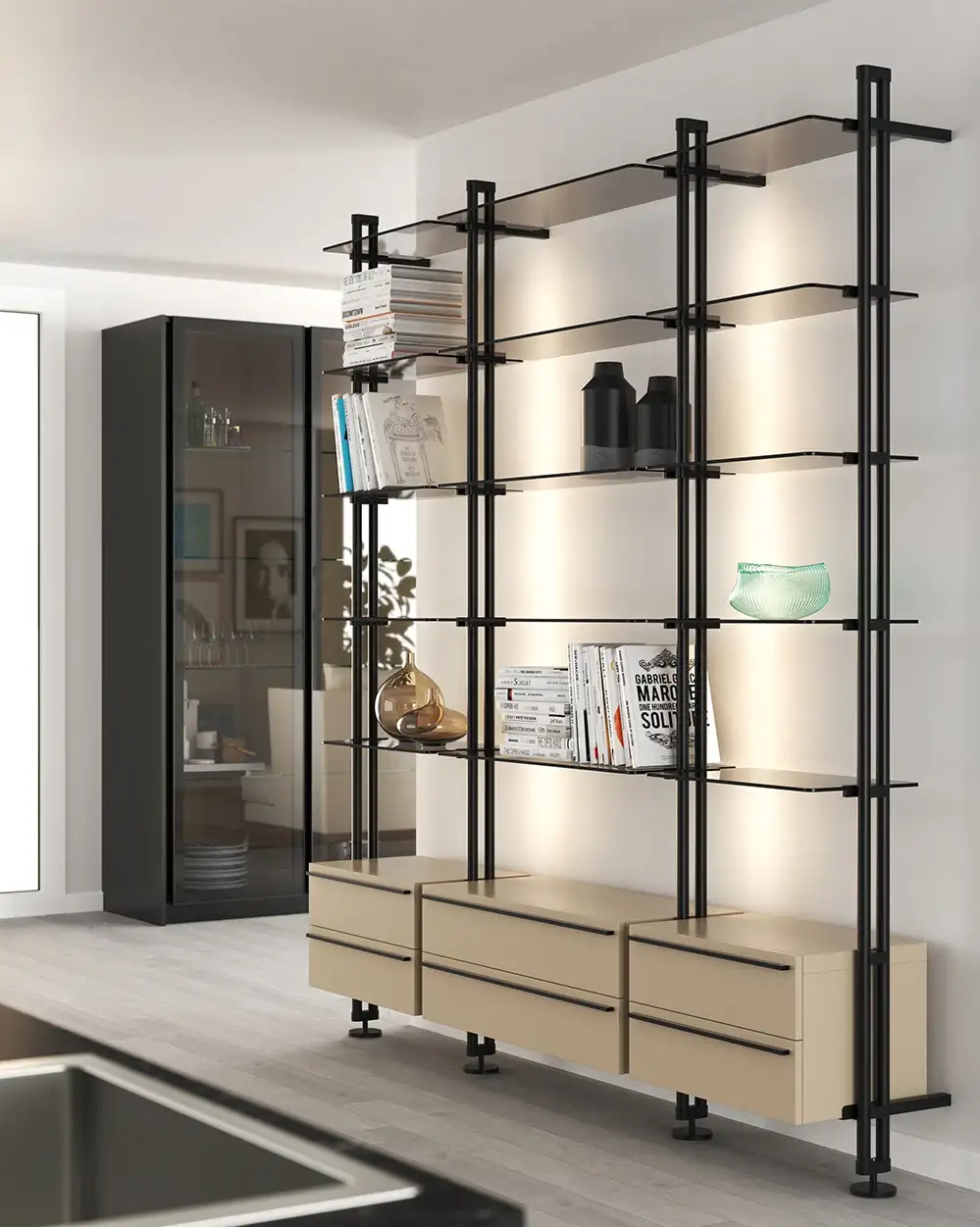 Jazz 2.0 estante modular em alumínio Ossicolor