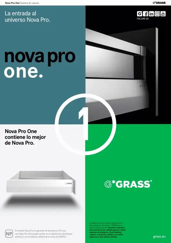 Nova Pro One Grass: sistema de cajones moderno y funcional para muebles