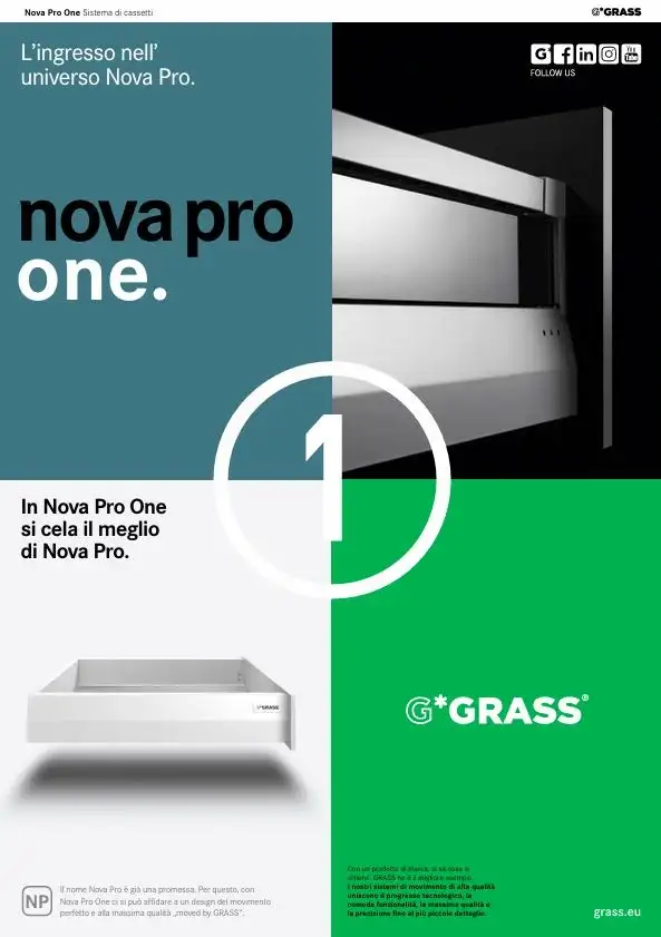 Nova Pro One Grass: sistema di cassetti per mobili dal design moderno e funzionale