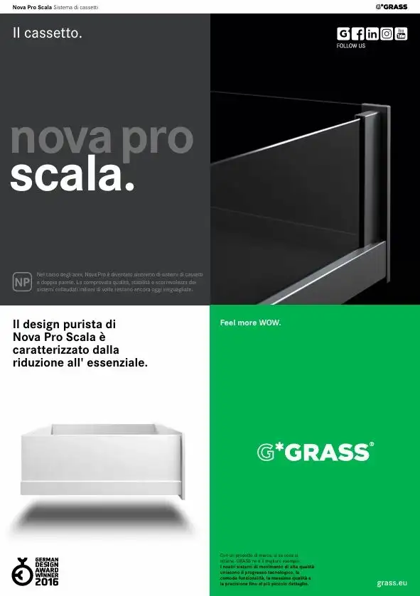 Nova Pro Scala Grass: sistema di cassetti dal design essenziale e prestazioni elevate