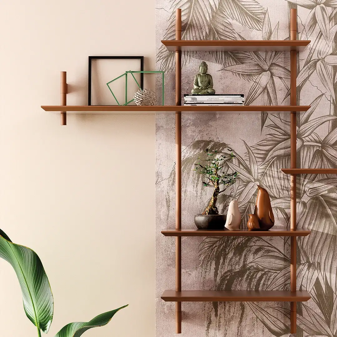 BAMBOO Eureka: soporte componible para estantes en aluminio para paredes equipadas