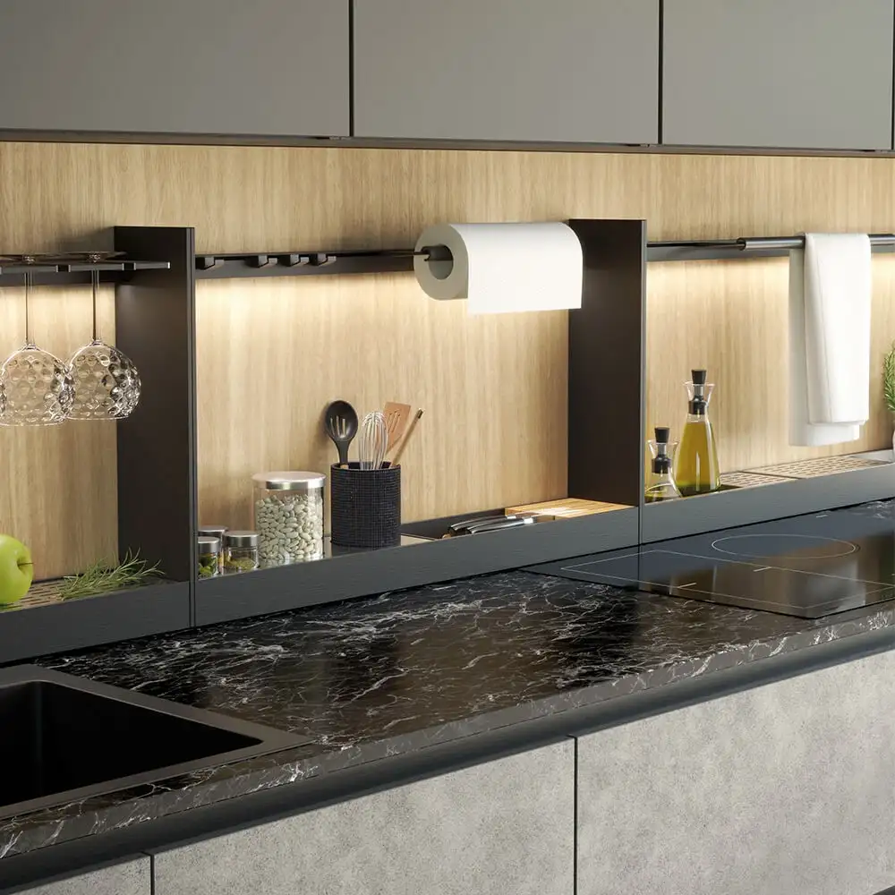 Modus d’appoggio - Freedom 03 : système intégré pour barre de cuisine | Ossicolor