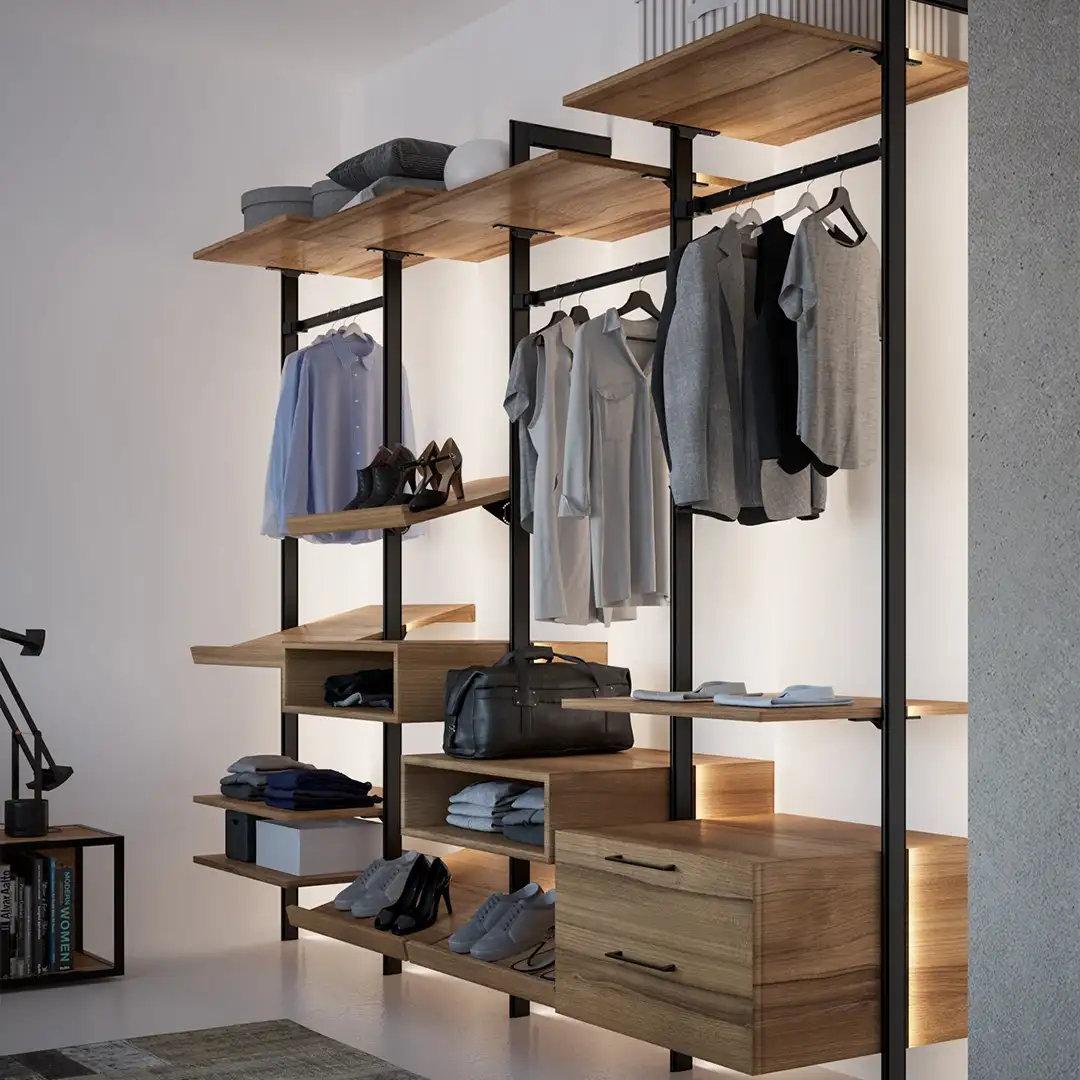 SLIM Eureka: pared equipada para vestidor con LED