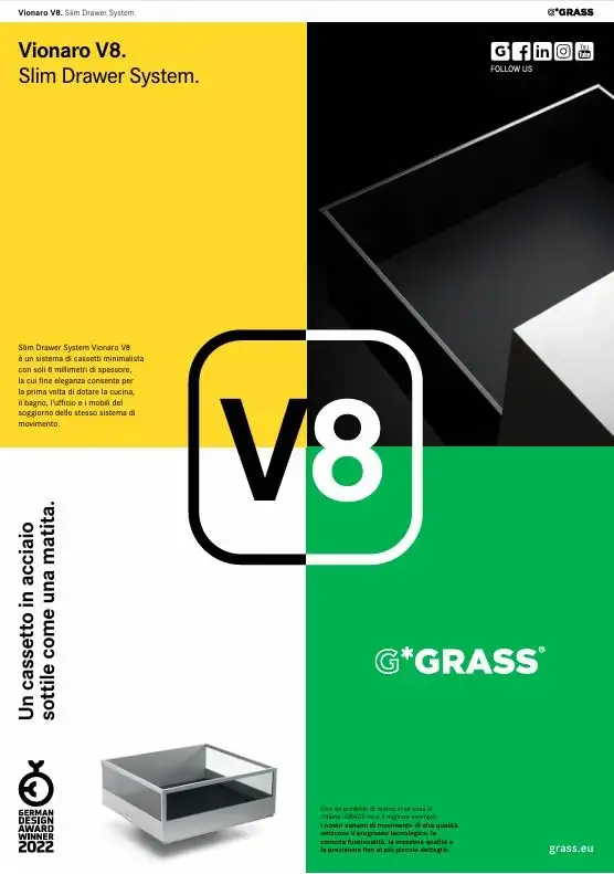 Sistema di cassetti Vionaro V8. Slim Drawer System di Grass